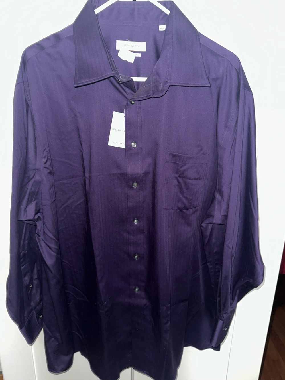 Joseph Abboud NWT Men’s Dark Purple Non-Iron Classic Dress Shirt Size 18 32/33